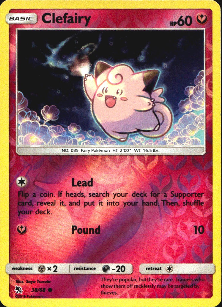 Clefairy 38/68 Common Hidden Fates Pokemon Reverse Holo Near Mint