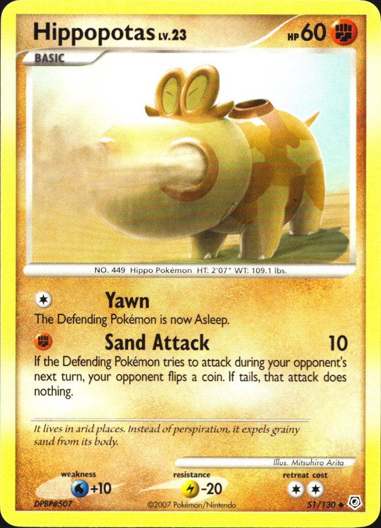 Hippopotas 51/130 Uncommon Diamond & Pearl Pokemon Near Mint