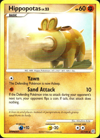 Hippopotas 51/130 Uncommon Diamond & Pearl Pokemon Near Mint