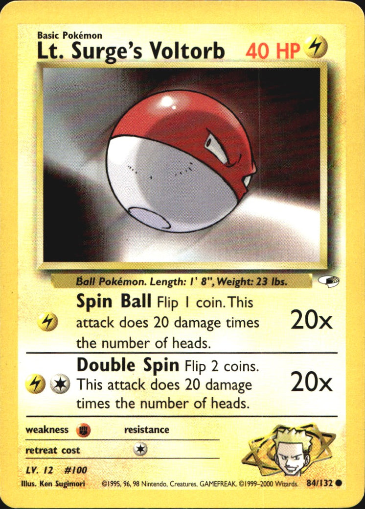 Lt. Surge's Voltorb 84/132 Common Gym Heroes Pokemon Near Mint