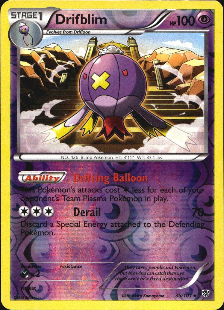 Drifblim 35/101 Rare Plasma Blast Pokemon Reverse Holo Near Mint