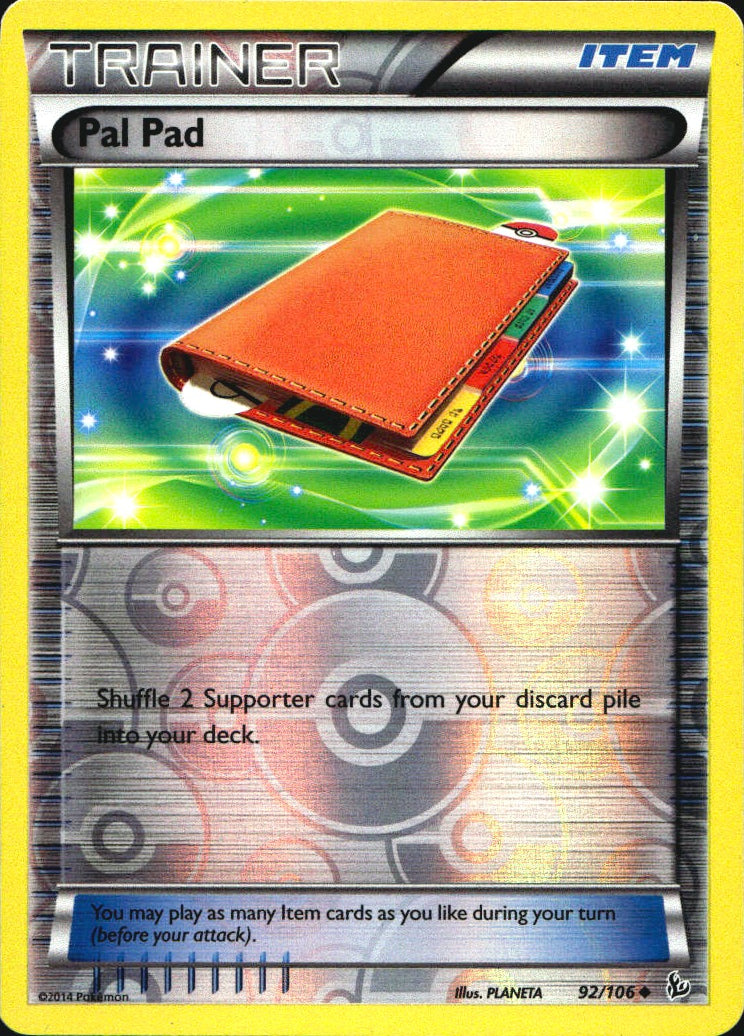 Pal Pad 92/106 Uncommon Flashfire Pokemon Reverse Holo Near Mint