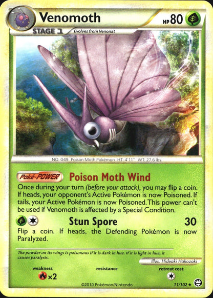 Venomoth 11/102 Holo Rare HGSS Triumphant Pokemon Near Mint