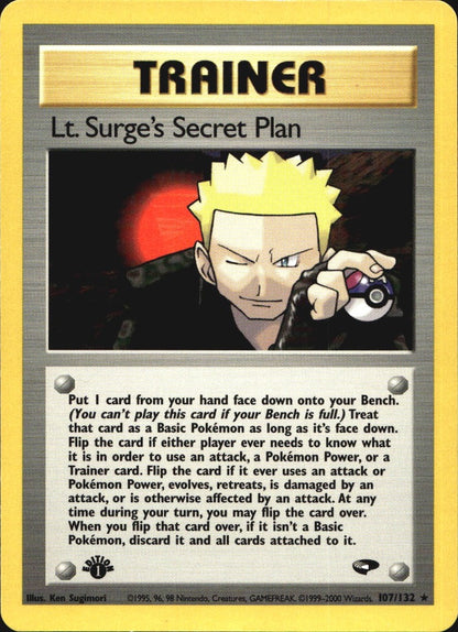 Lt. Surge's Secret Plan 107/132 Rare Gym Challenge Pokemon 1st Edition Near Mint