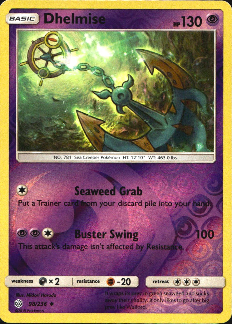 Dhelmise 98/236 Uncommon Cosmic Eclipse Pokemon Near Mint