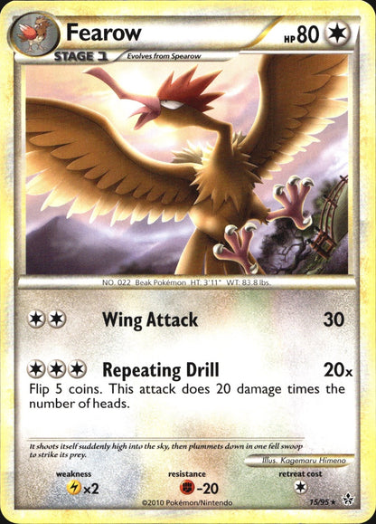 Fearow 15/95 Rare HGSS Unleashed Pokemon Near Mint