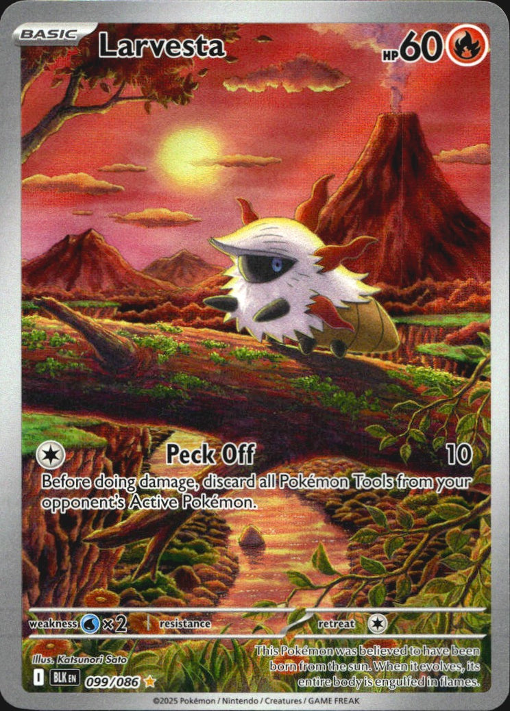 Larvesta 099/086 Illustration Rare Black Bolt Pokemon Near Mint