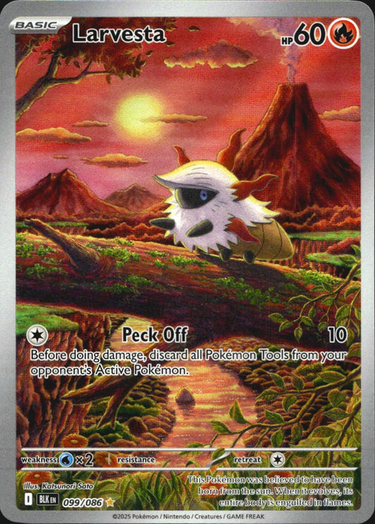 Larvesta 099/086 Illustration Rare Black Bolt Pokemon Near Mint