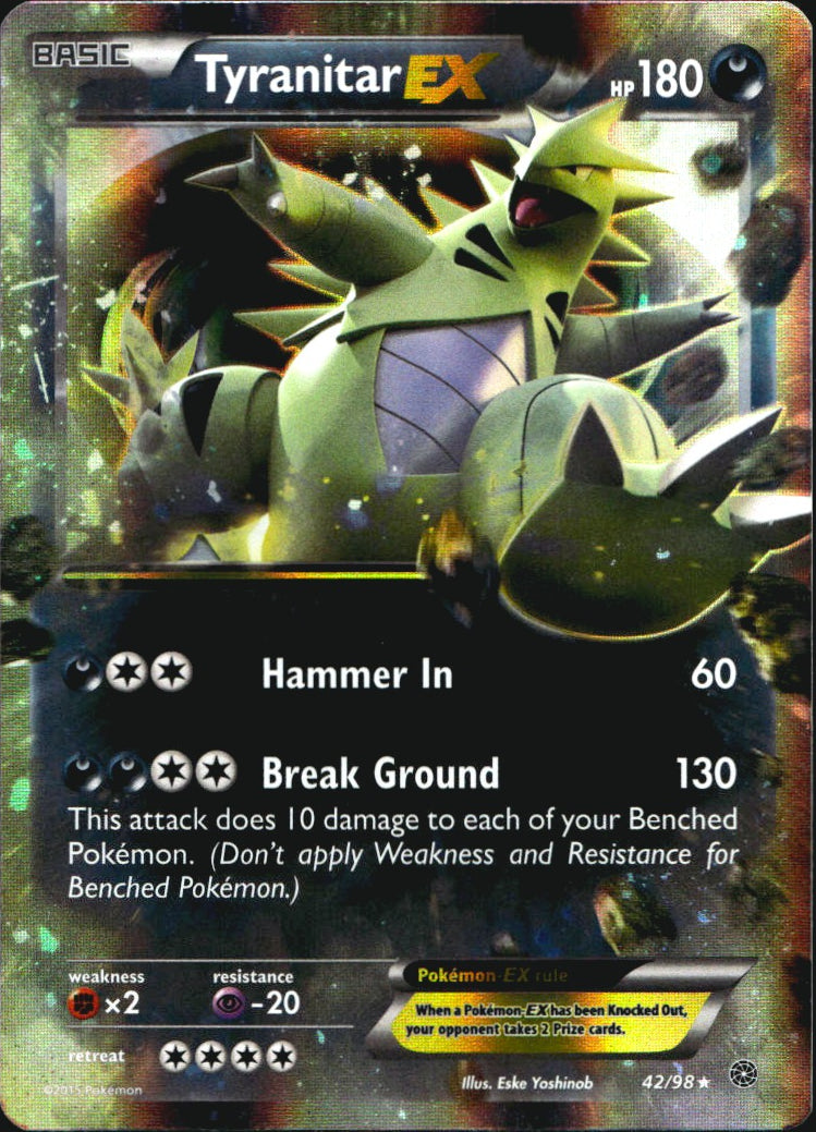 Tyranitar EX 42/98 Holo Rare EX Ancient Origins Pokemon Near Mint