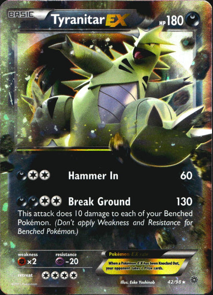 Tyranitar EX 42/98 Holo Rare EX Ancient Origins Pokemon Near Mint