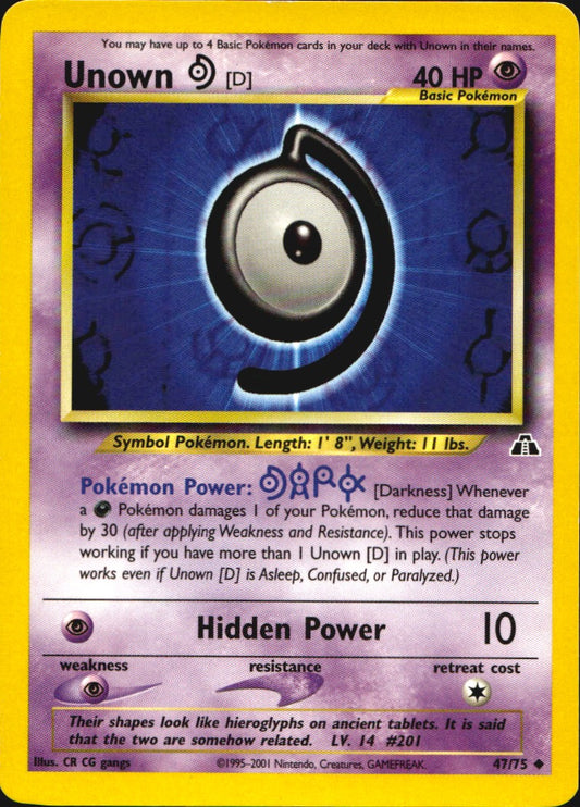 Unown [D] 47/75 Uncommon Neo Discovery Pokemon Near Mint