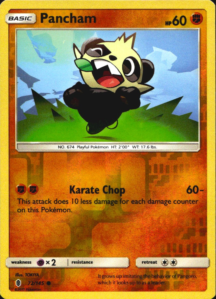 Pancham 72/145 Common Guardians Rising Pokemon Reverse Holo Near Mint