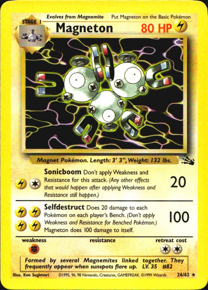 Magneton 26/62 Rare Fossil Pokemon Near Mint