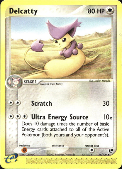 Delcatty 34/100 Uncommon Sandstorm Pokemon Near Mint