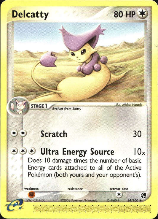 Delcatty 34/100 Uncommon Sandstorm Pokemon Near Mint