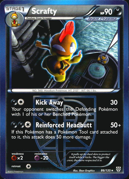 Scrafty 86/135 Rare Plasma Storm Pokemon Near Mint