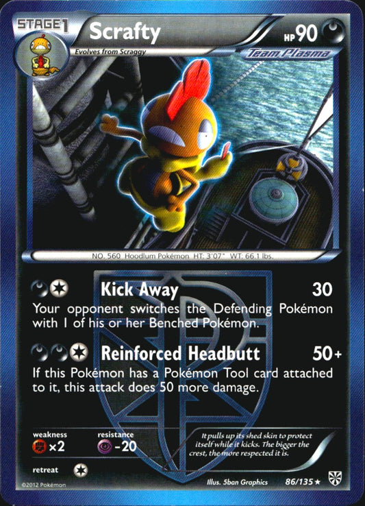 Scrafty 86/135 Rare Plasma Storm Pokemon Near Mint
