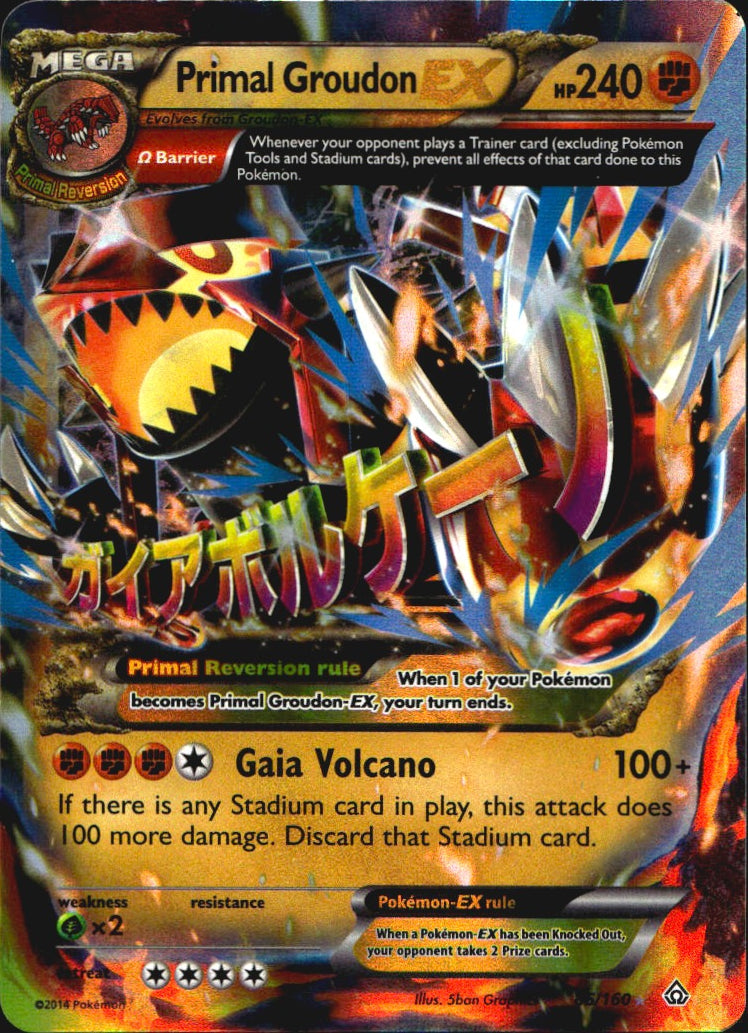 Primal Groudon EX 86/160 Holo EX Rare Primal Clash Pokemon Lightly Played