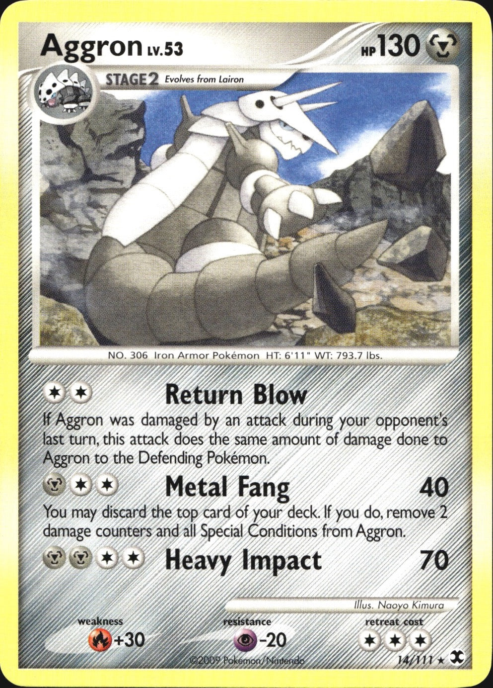 Aggron 14/111 Rare Rising Rivals Pokemon Near Mint