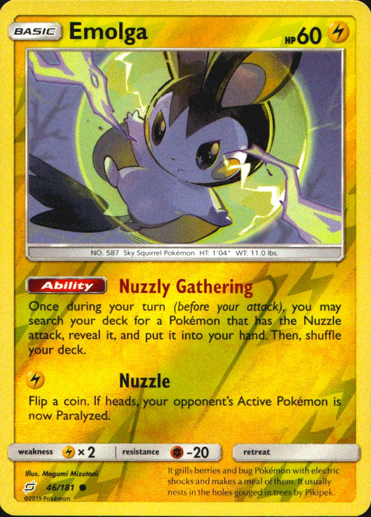 Emolga 46/181 Common Team Up Pokemon Reverse Holo Near Mint
