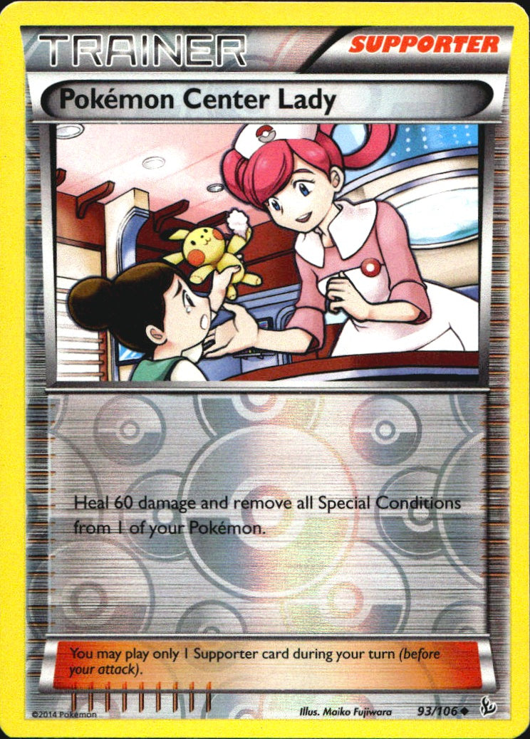 Pokemon Center Lady 93/106 Uncommon Flashfire Pokemon Reverse Holo Near Mint