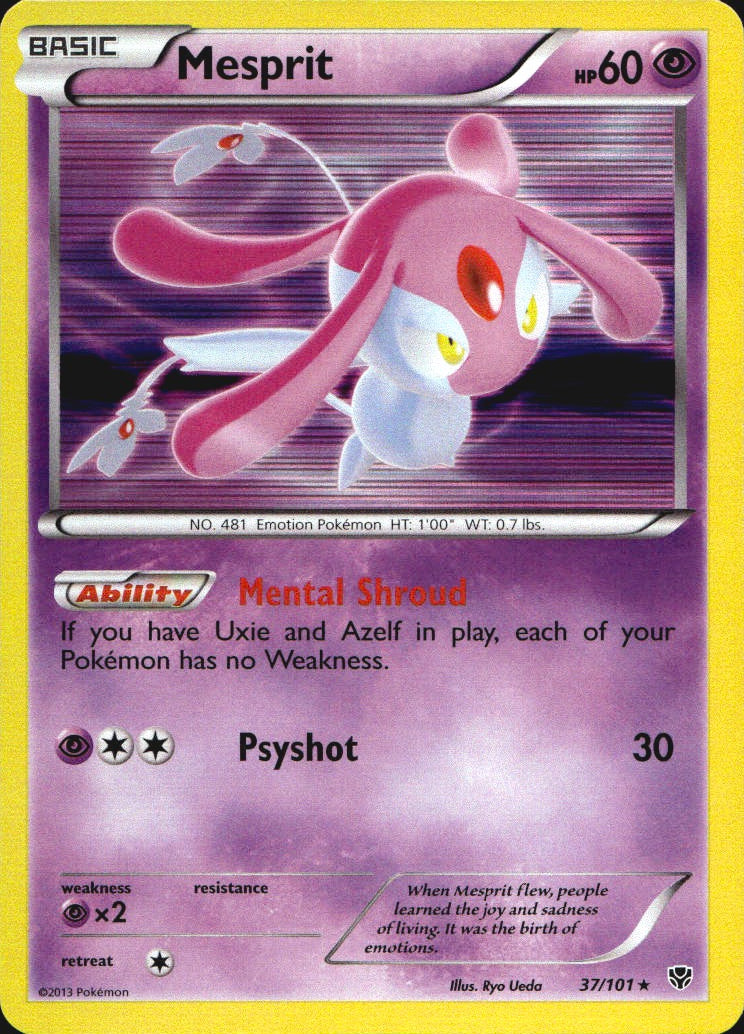 Mesprit 37/101 Holo Rare Plasma Blast Pokemon Near Mint