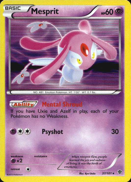 Mesprit 37/101 Holo Rare Plasma Blast Pokemon Near Mint