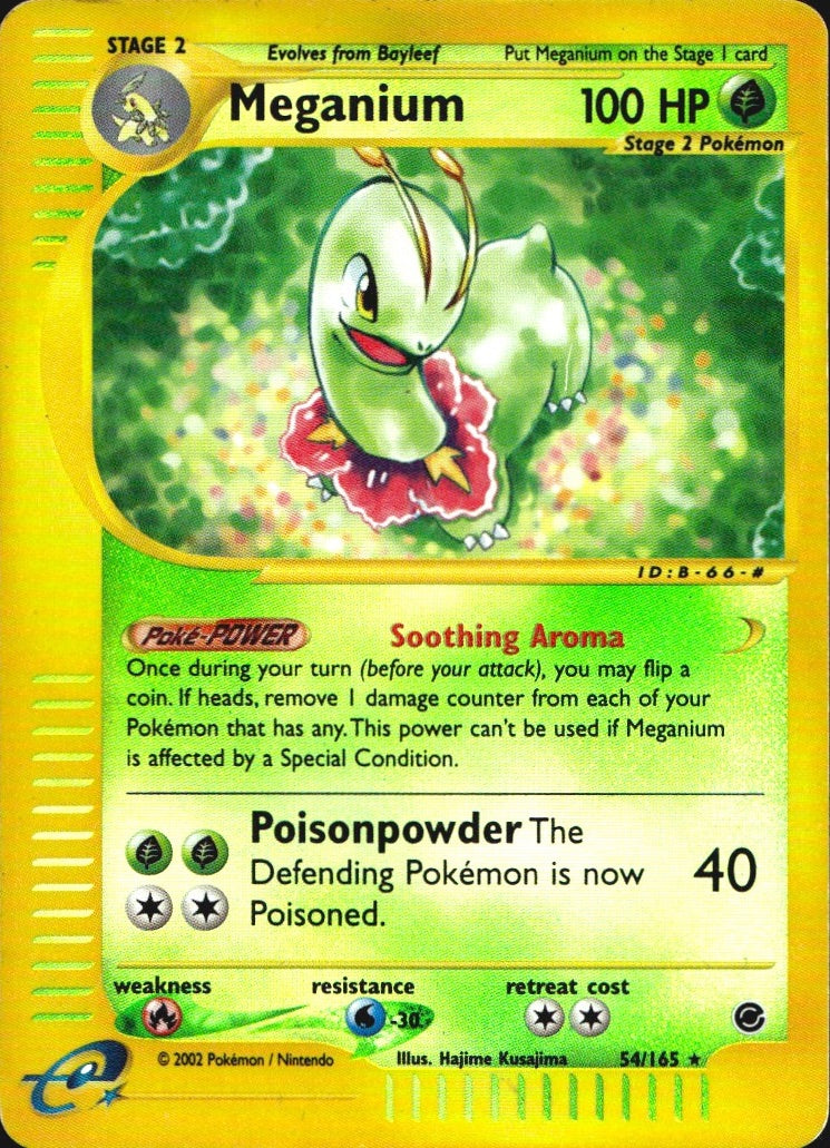 Meganium 54/165 Rare Expedition Base Set Pokemon Reverse Holo Moderately Played