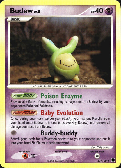 Budew 33/100 Uncommon Stormfront Pokemon Near Mint