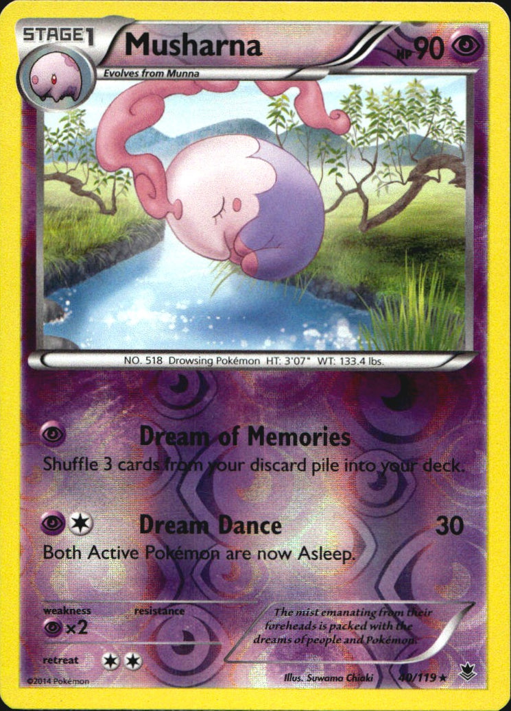 Musharna 40/119 Rare Phantom Forces Pokemon Reverse Holo Near Mint