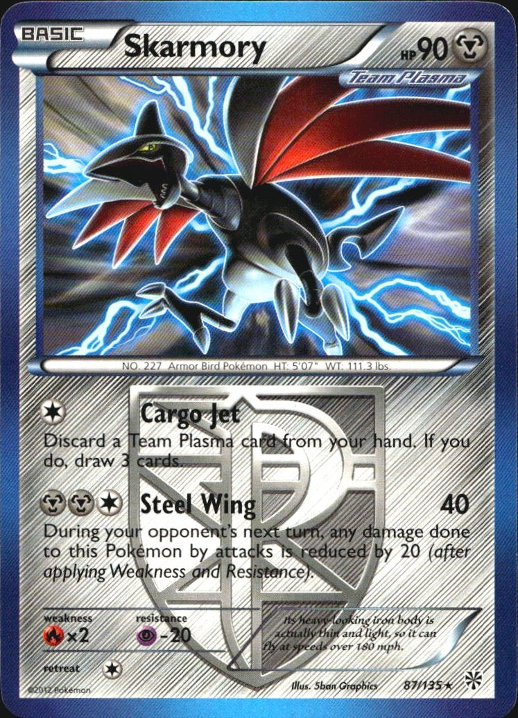 Skarmory 87/135 Rare Plasma Storm Pokemon Near Mint