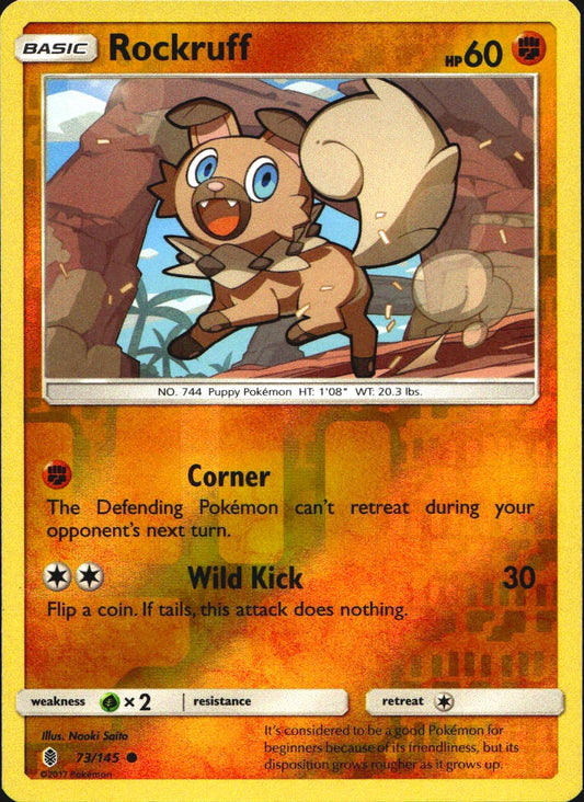 Rockruff 73/145 Common Guardians Rising Pokemon Reverse Holo Near Mint