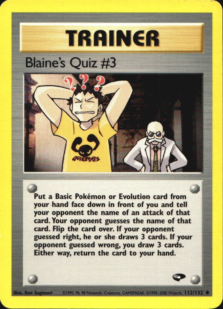 Blaine's Quiz #3 112/132 Uncommon Gym Challenge Pokemon Near Mint