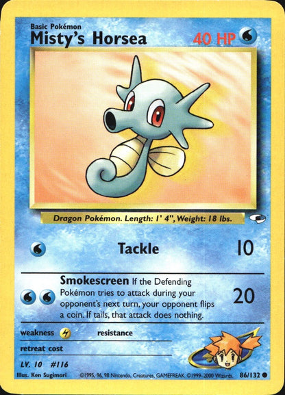 Misty's Horsea 86/132 Common Gym Heroes Pokemon Near Mint