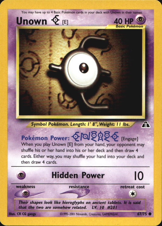 Unown [E] 67/75 Common Neo Discovery Pokemon Near Mint