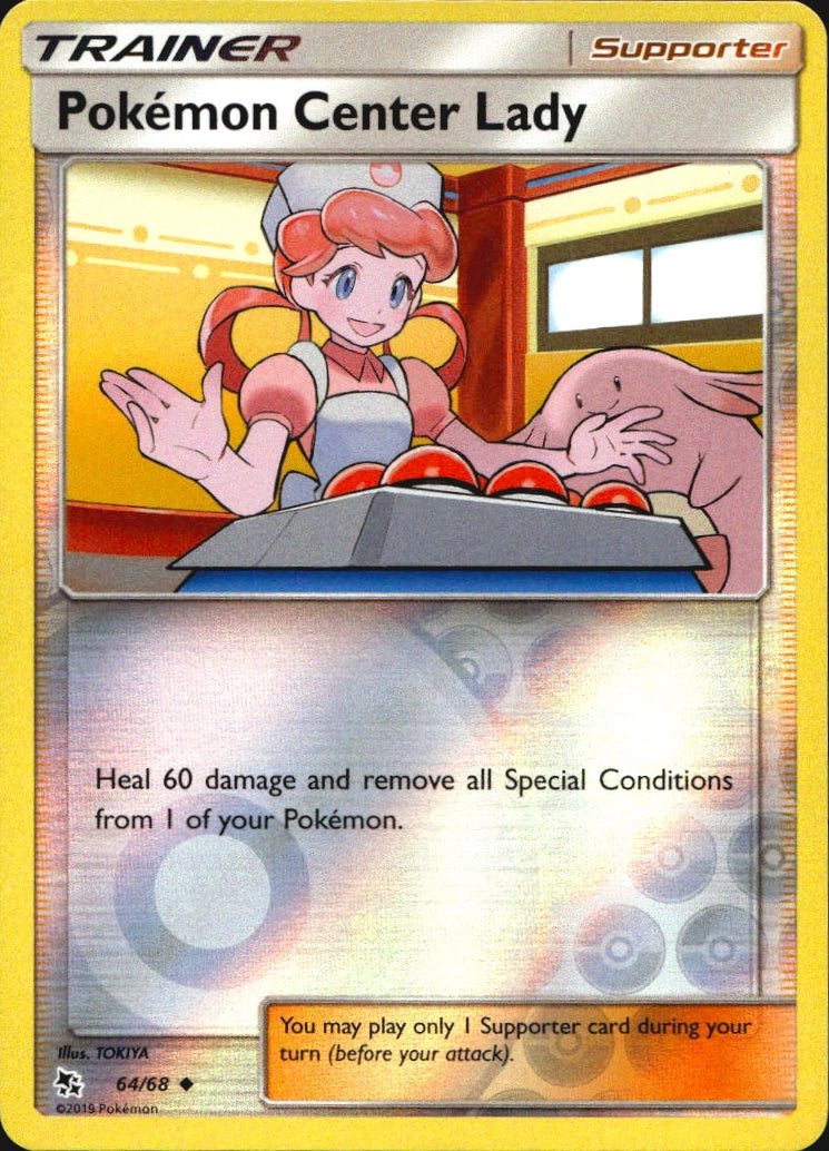 Pokemon Center Lady 64/68 Uncommon Hidden Fates Pokemon Reverse Holo Near Mint