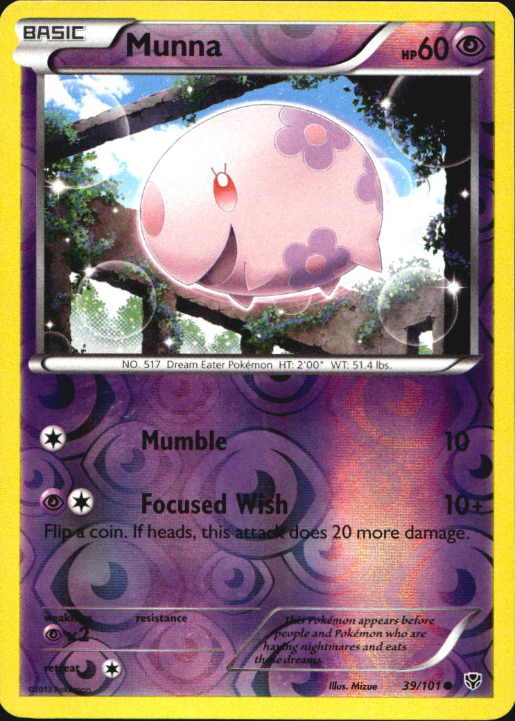 Munna 39/101 Common Plasma Blast Pokemon Reverse Holo Near Mint