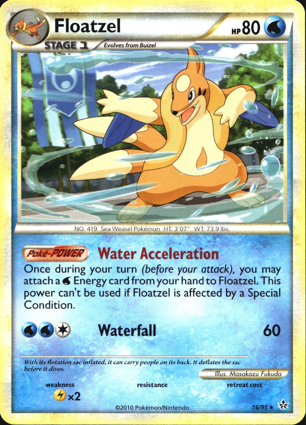Floatzel 16/95 Rare HGSS Unleashed Pokemon Near Mint