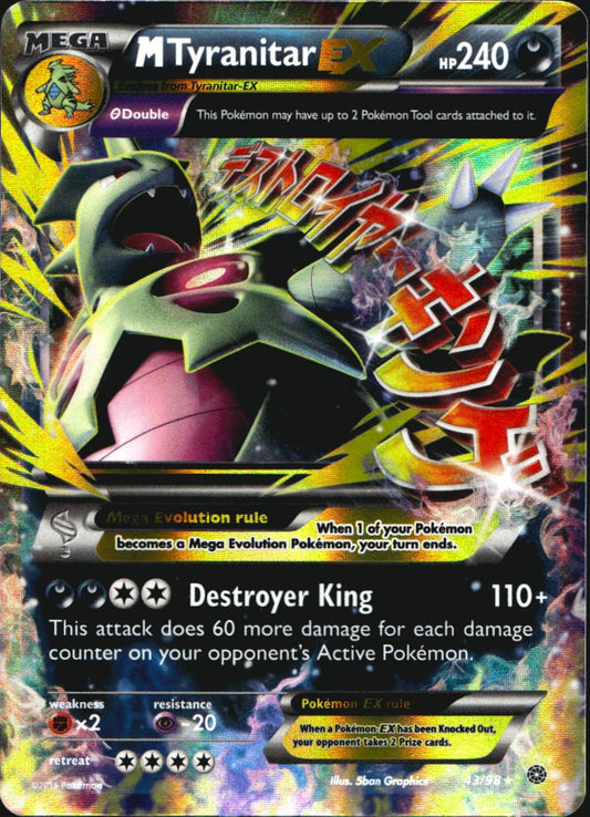 M Tyranitar EX 43/98 Holo Rare EX Ancient Origins Pokemon Near Mint