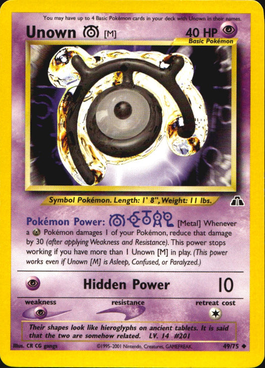 Unown [M] 49/75 Uncommon Neo Discovery Pokemon Near Mint