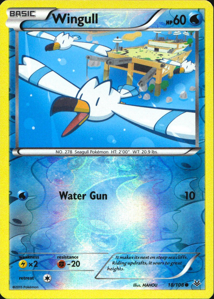 Wingull 18/108 Common Roaring Skies Pokemon Reverse Holo Near Mint