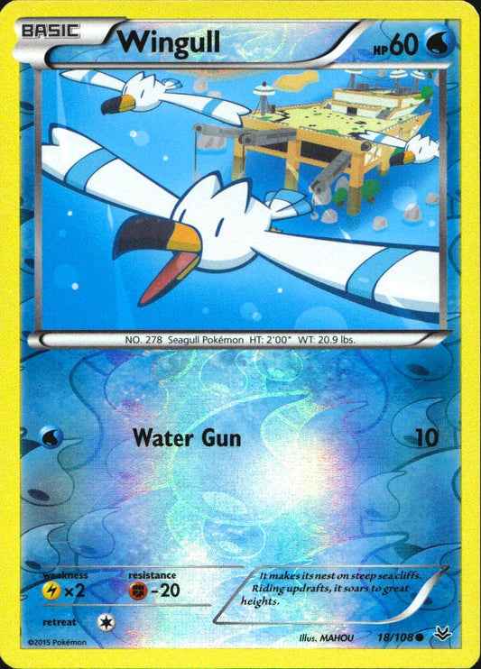 Wingull 18/108 Common Roaring Skies Pokemon Reverse Holo Near Mint