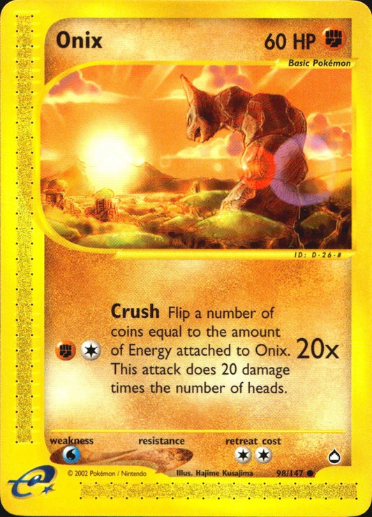 Onix 98 Common Aquapolis Pokemon Near Mint