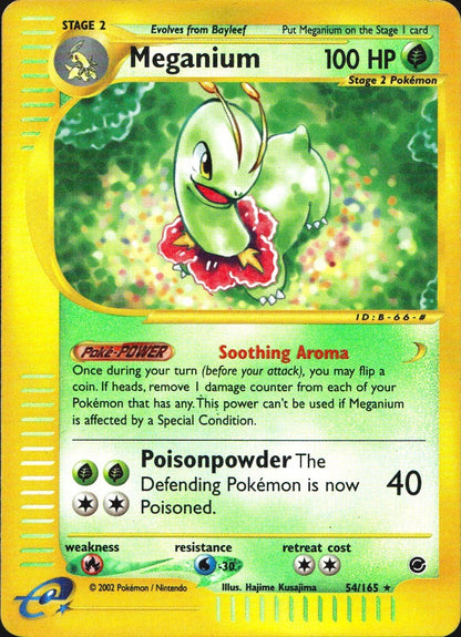 Meganium 54/165 Rare Expedition Base Set Pokemon Reverse Holo Near Mint