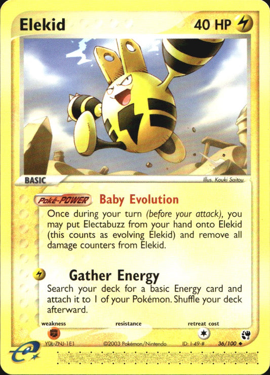 Elekid 36/100 Uncommon Sandstorm Pokemon Near Mint