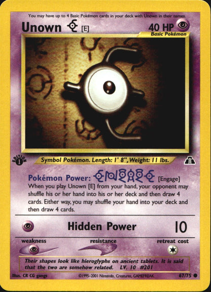 Unown [E] 67/75 Common Neo Discovery Pokemon 1st Edition Near Mint