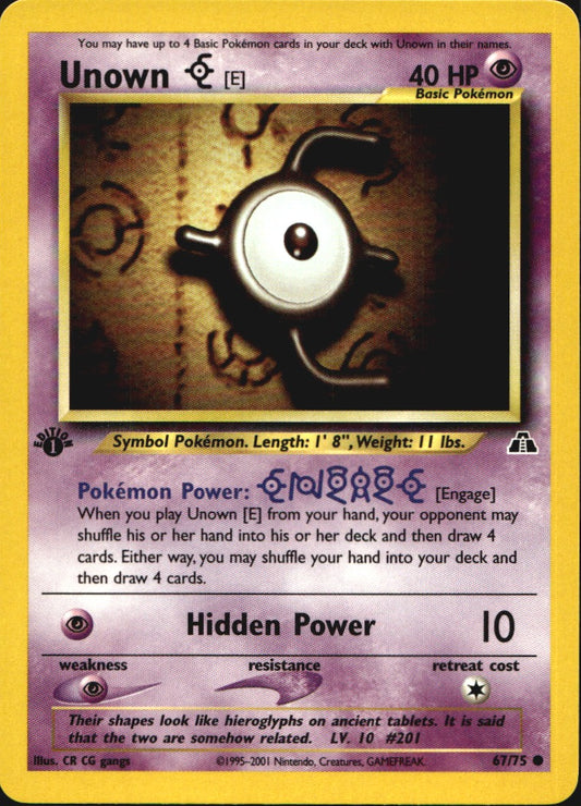 Unown [E] 67/75 Common Neo Discovery Pokemon 1st Edition Near Mint