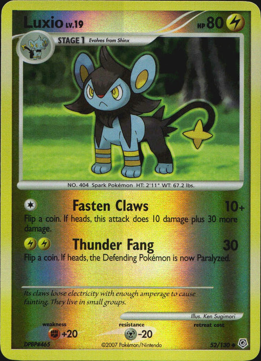 Luxio 52/130 Uncommon Diamond & Pearl Pokemon Reverse Holo Near Mint