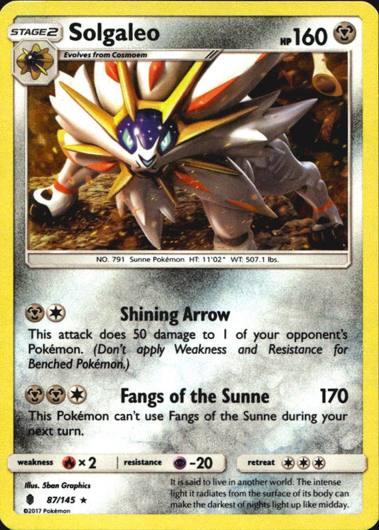 Solgaleo 87/145 Cracked Ice Holo Rare Guardians Rising Pokemon Near Mint