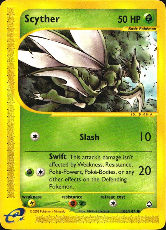 Scyther 106 Common Aquapolis Pokemon Near Mint